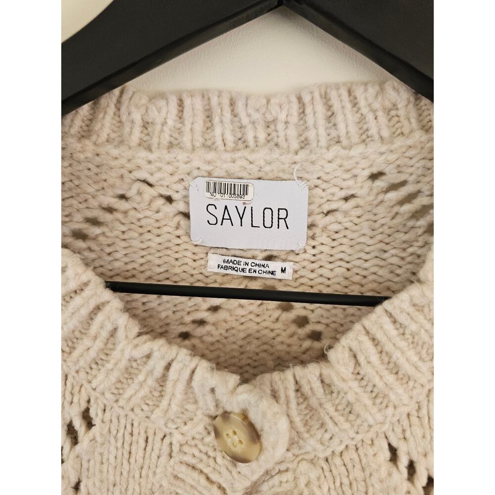 SAYLOR Surrey Embroidered Button-Front Cream Cardigan - Picture 6 of 10